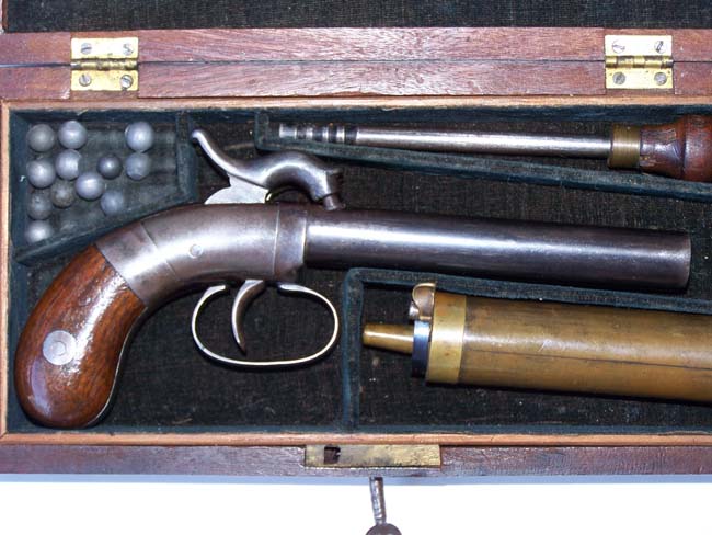 A Cased Allen & Wheelock .32 cal Double Barreled Pistol circa 1857-1864